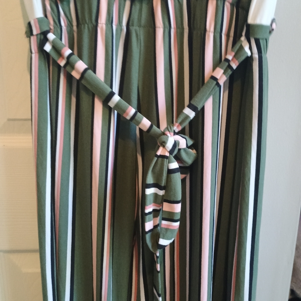Just Be Women's Vertical Striped Jumpsuit  2X  Back Tie Effortless Chic‎ Boho - Picture 10 of 13